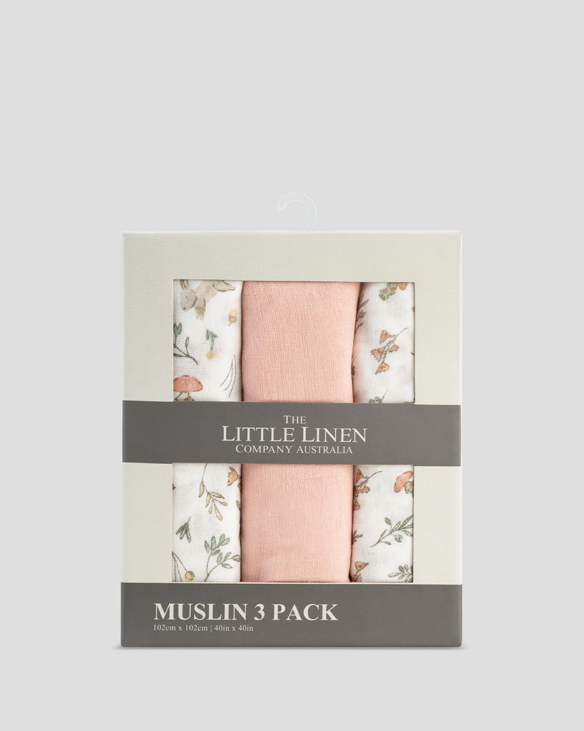 Muslin 3 Pack Wrap- Harvest Bunny