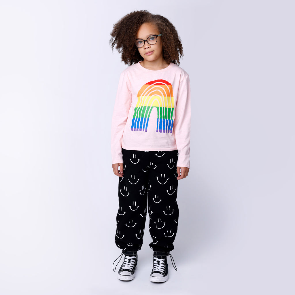 Stripey Rainbow Tee - Pink Marle