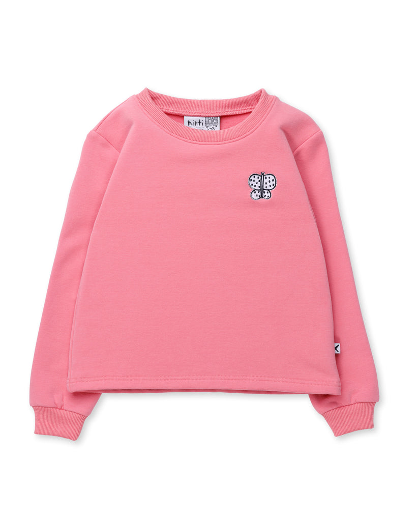 Butterfly Patch Furry Crew - Pink