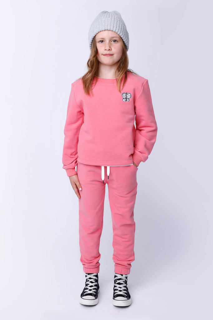 Butterfly Patch Furry Crew - Pink