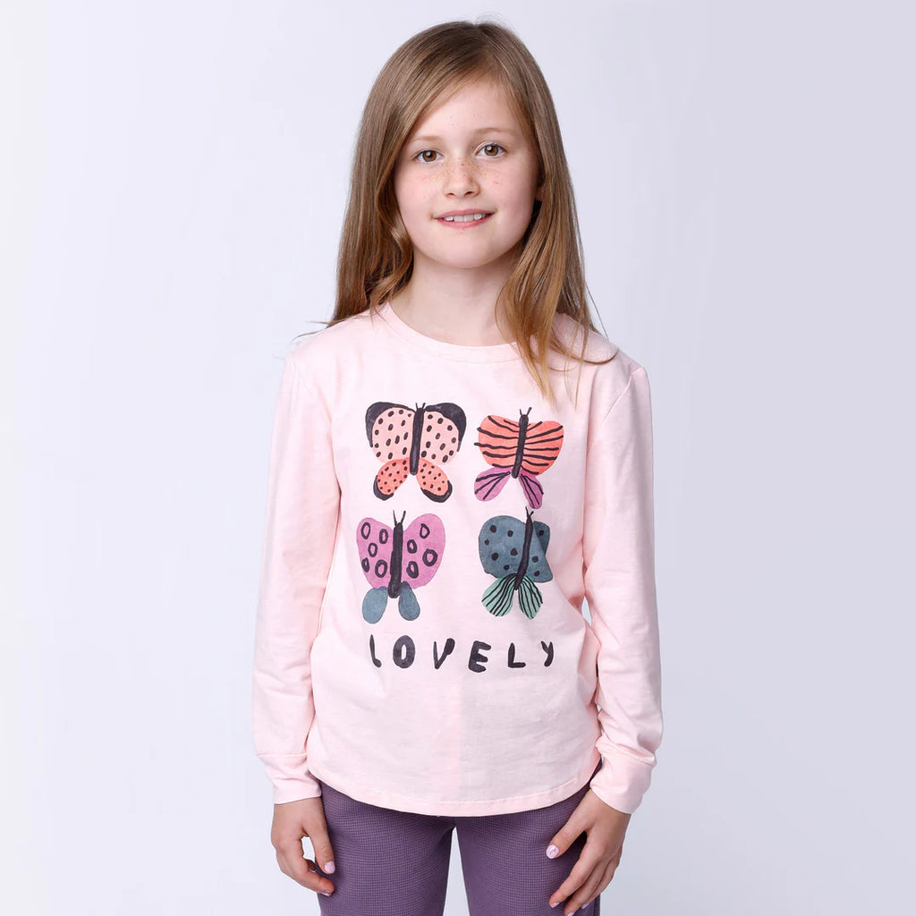 Lovely Butterflies Tee - Pink Marle