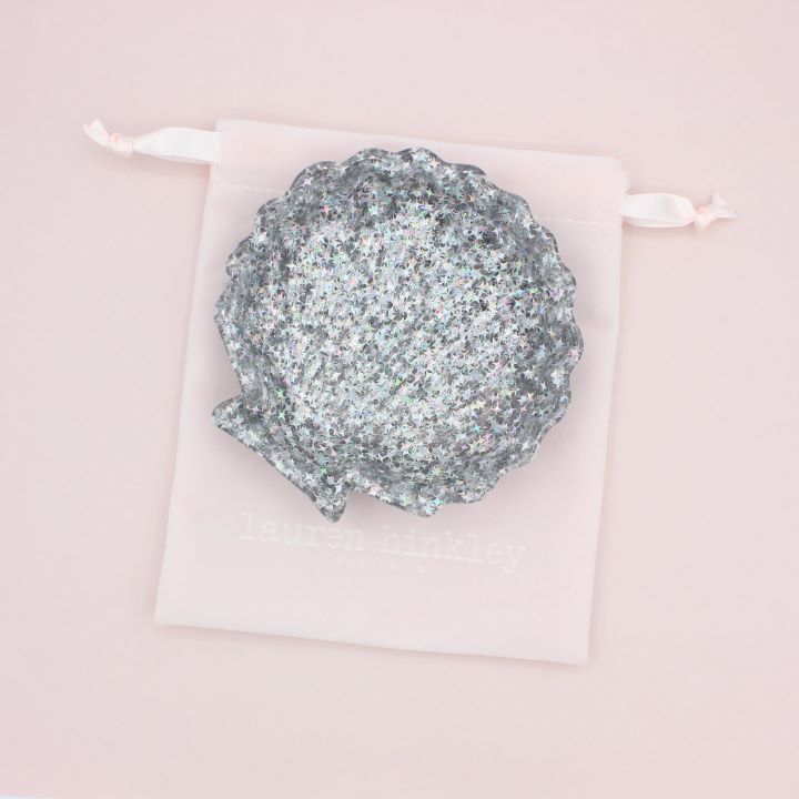 Silver Sparkle Shell Trinket Dish