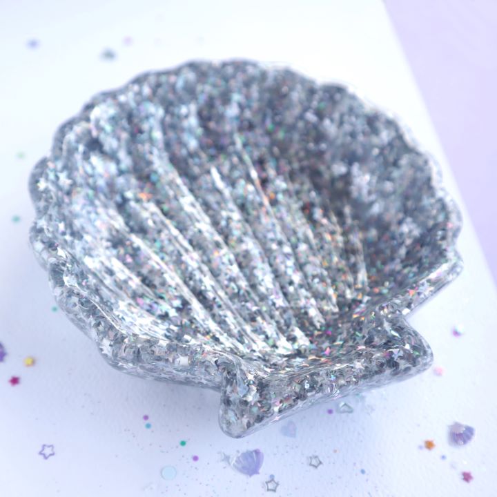 Silver Sparkle Shell Trinket Dish