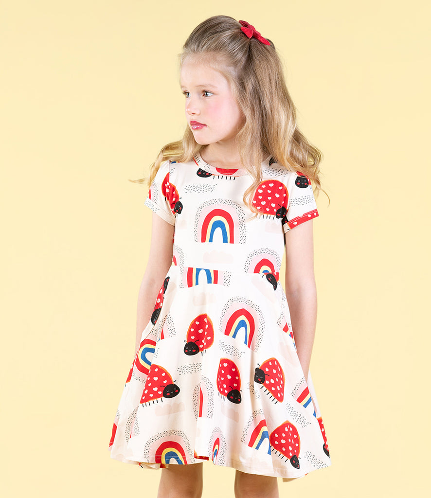 LOVE BUG RAINBOW WAISTED DRESS