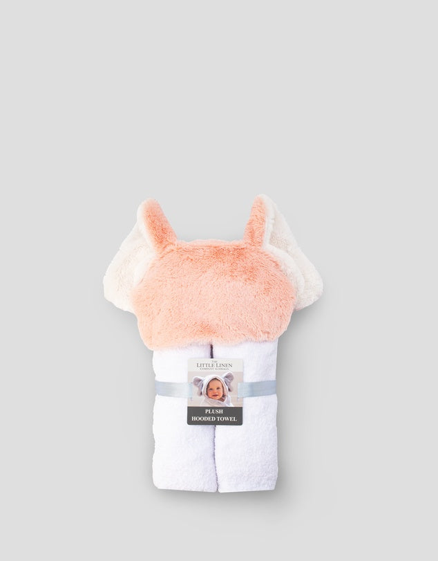 Plush hooded Towel- Soft pink