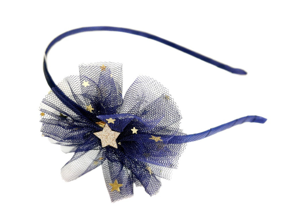 GOLD STAR TULLE ROSETTE ALICE BAND